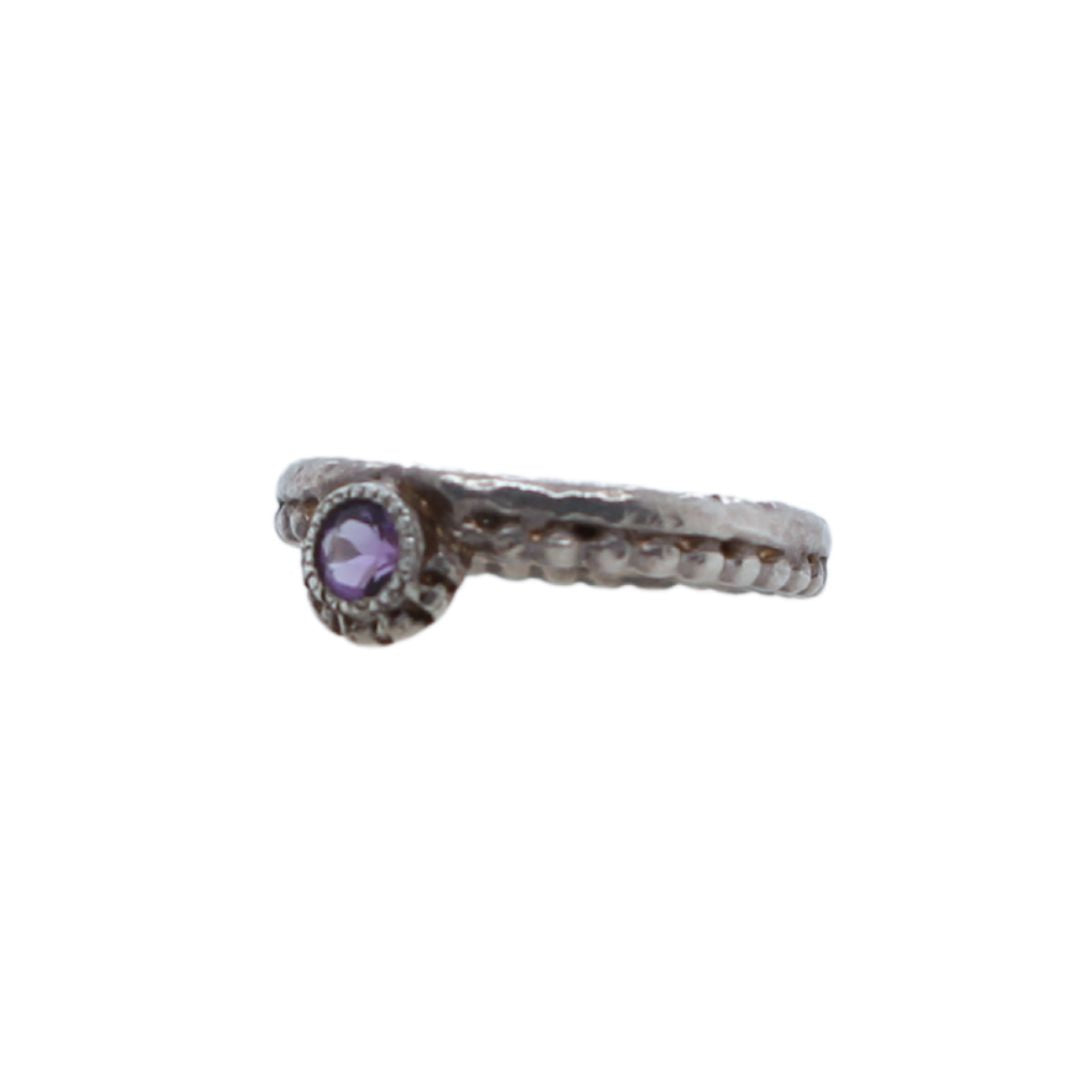 Silver Amethyst Crown Ring