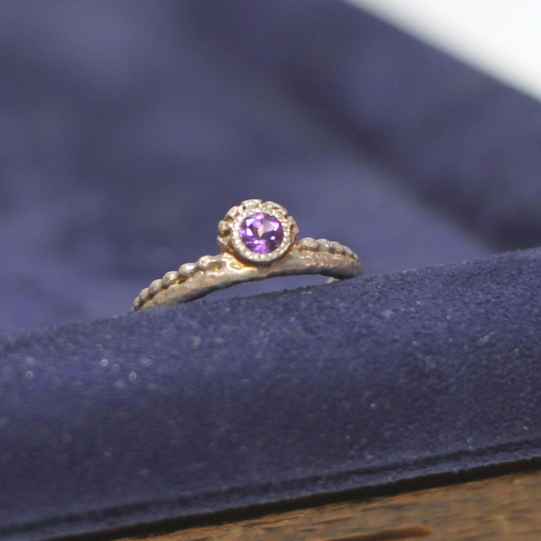 Silver Amethyst Crown Ring