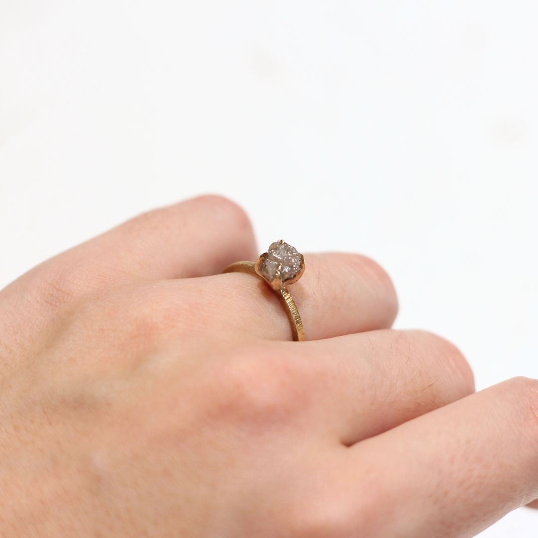 Rough Diamond Engagement Ring