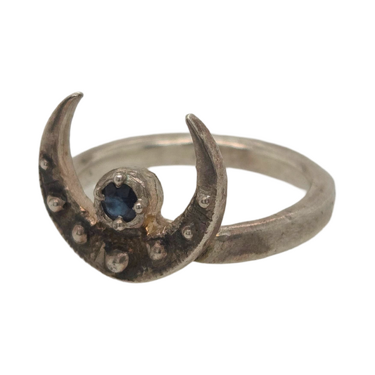 Sapphire Crescent Moon Ring