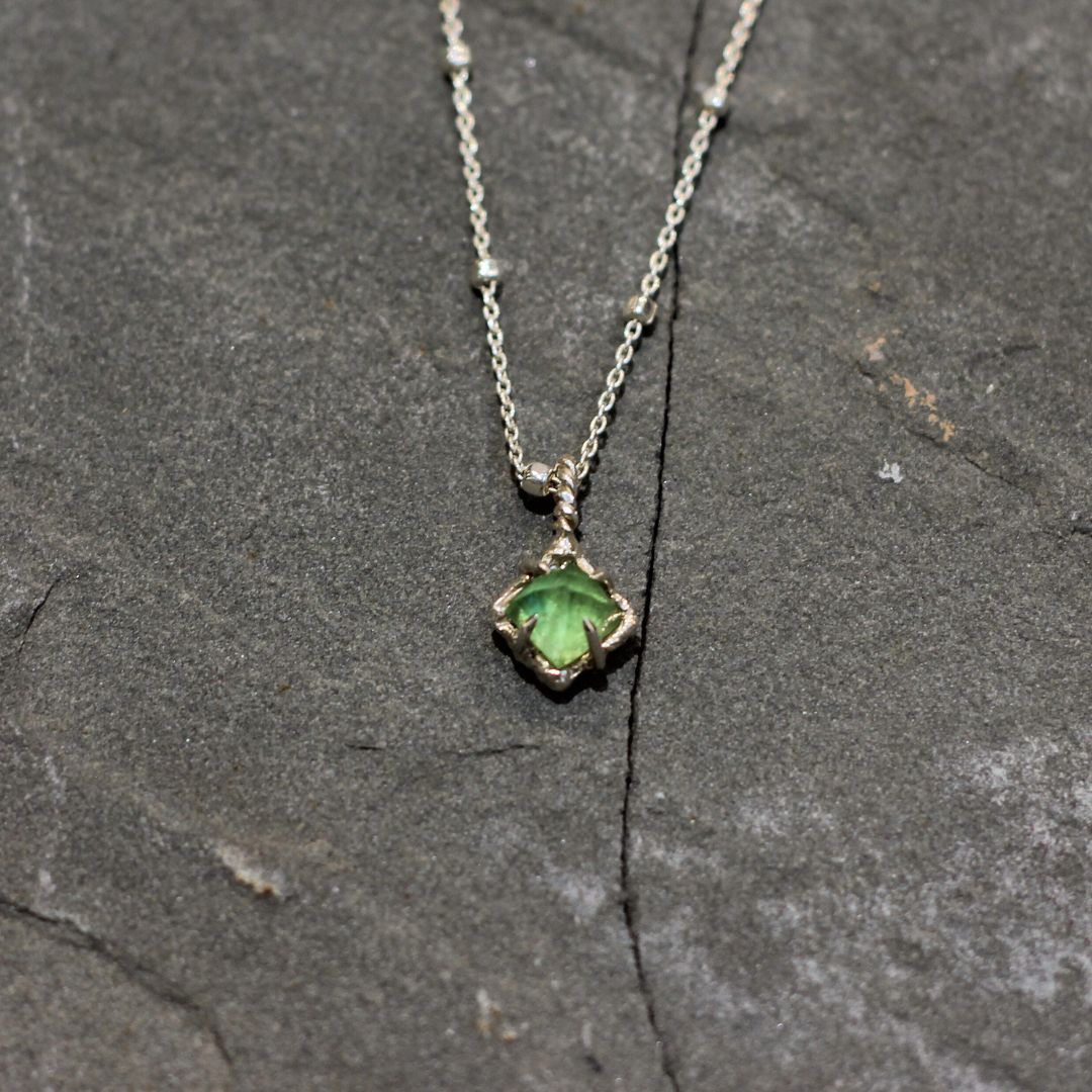 Sterling Silver Green Tourmaline Necklace