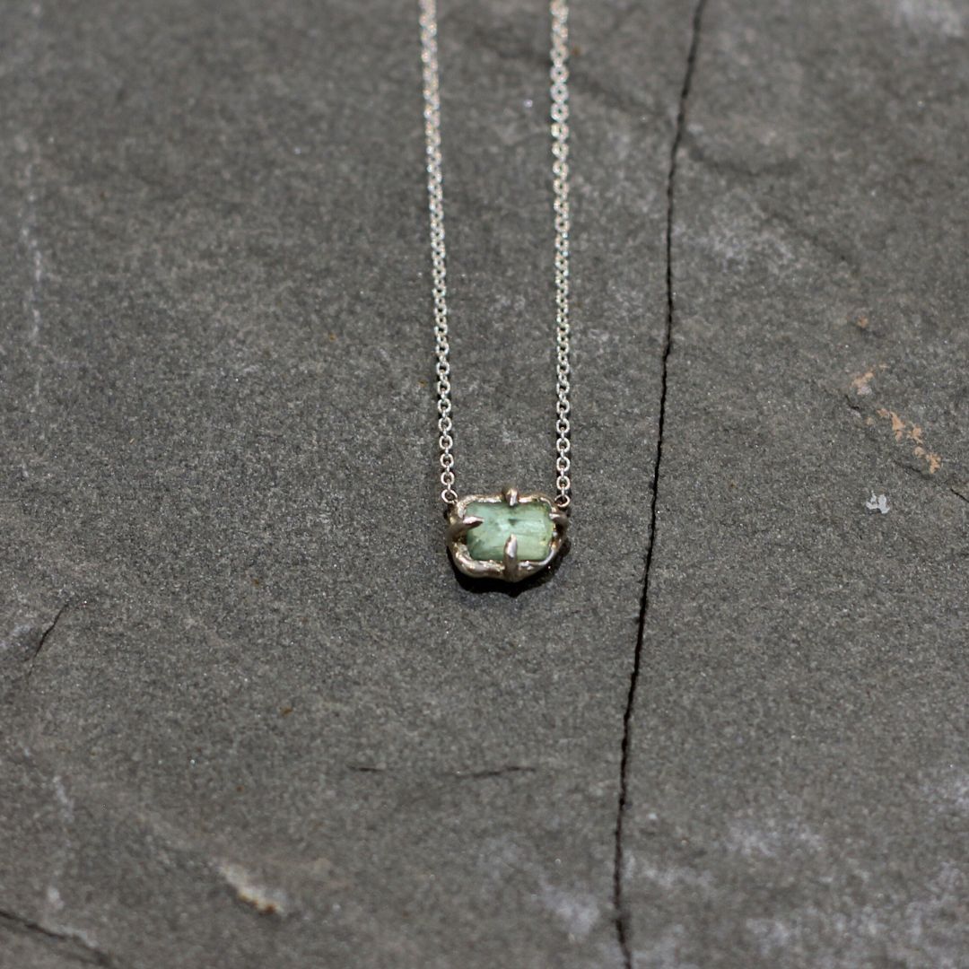 Sterling Silver Blueish-Green Tourmaline Necklace