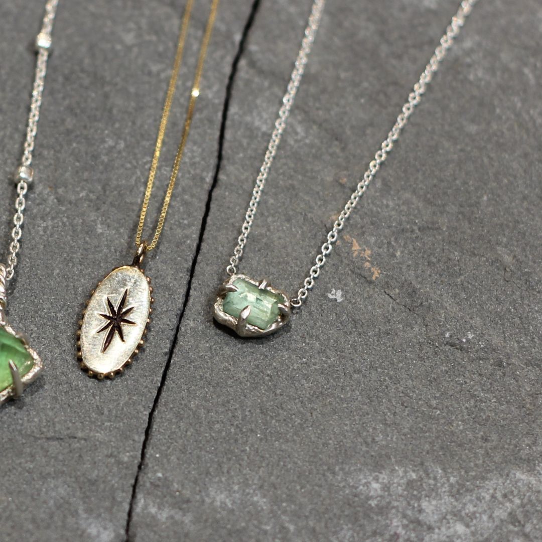 Sterling Silver Blueish-Green Tourmaline Necklace