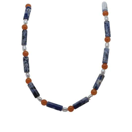 Sodalite, Pearl & Aventurine Bead Necklace