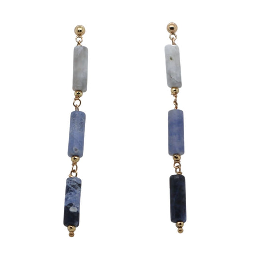 Sodalite & Gold-fill Bead Drop Earrings