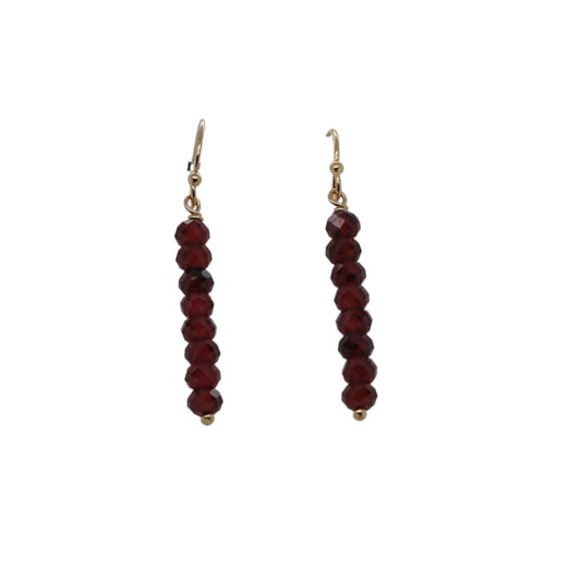 Garnet Bead Gold-Fill Drop Earrings