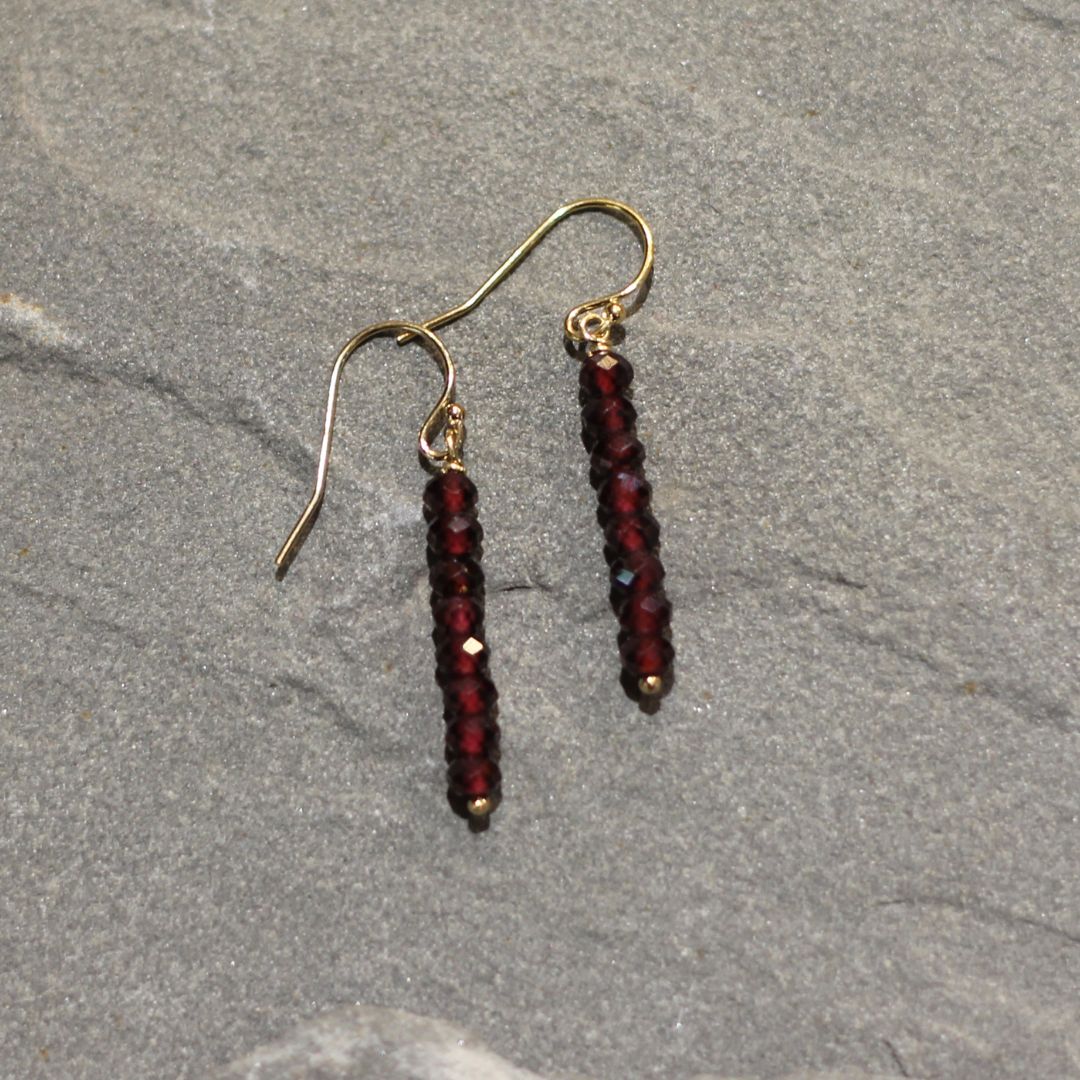 Garnet Bead Gold-Fill Drop Earrings