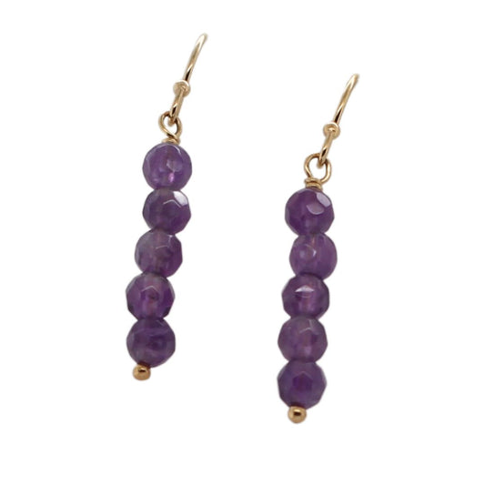 Amethyst Bead Gold-Fill Drop Earrings