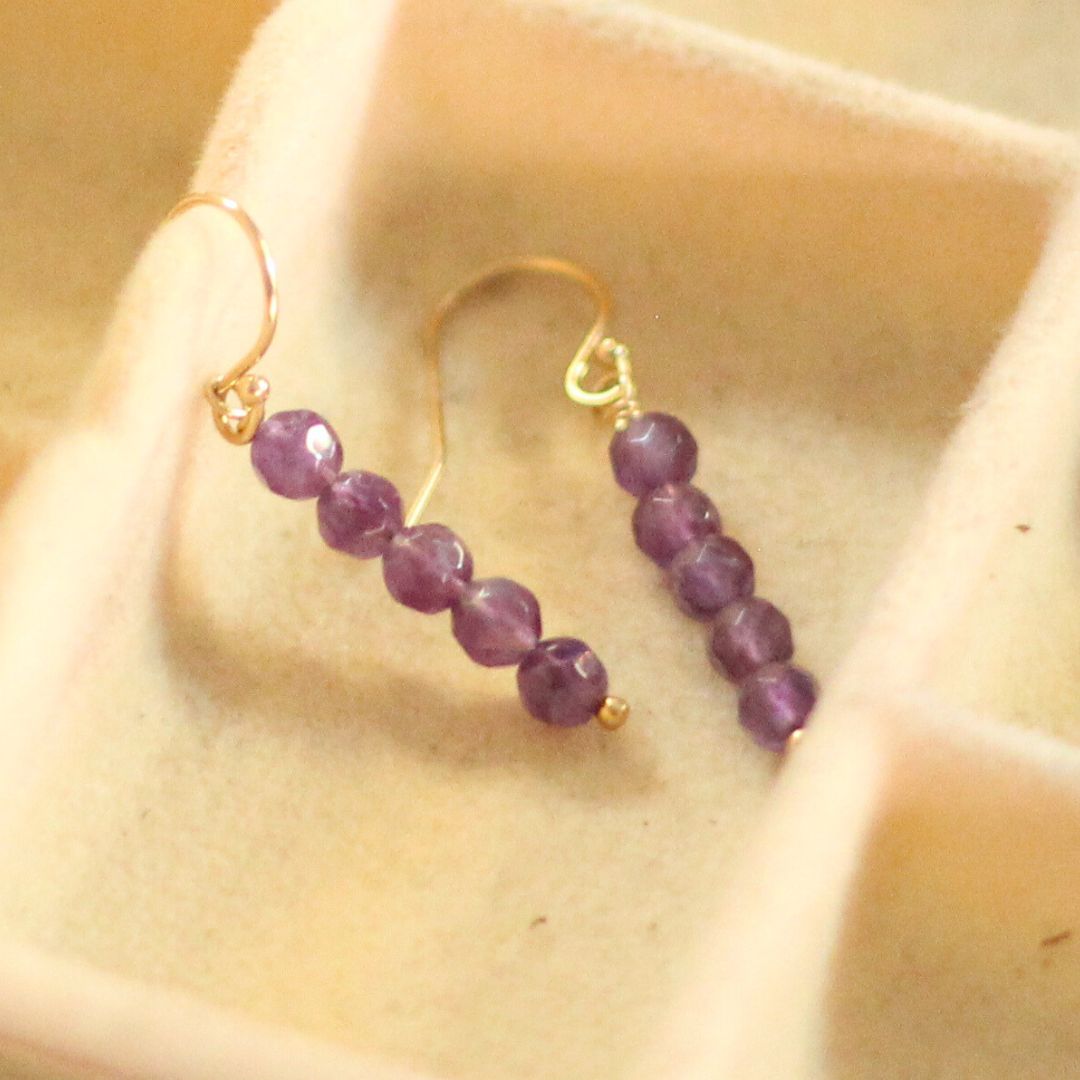 Amethyst Bead Gold-Fill Drop Earrings