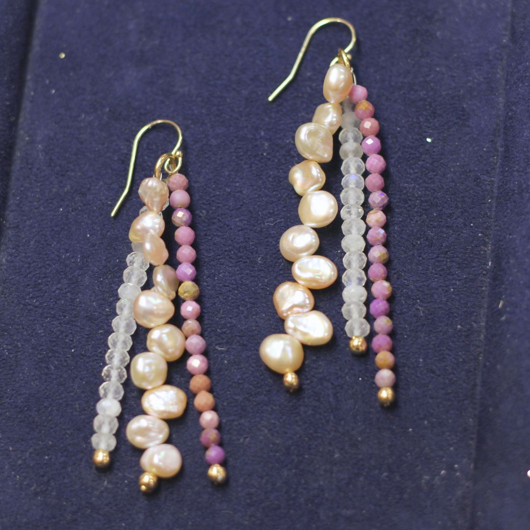 Gemstone Tassle Earrings