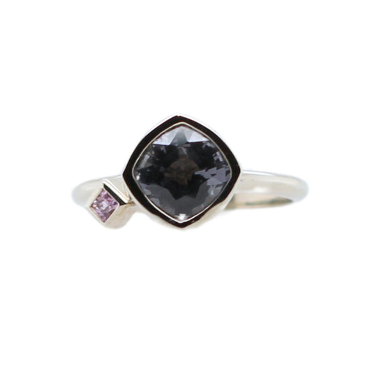 Charm II - Grey Spinel Solitaire Engagement Ring