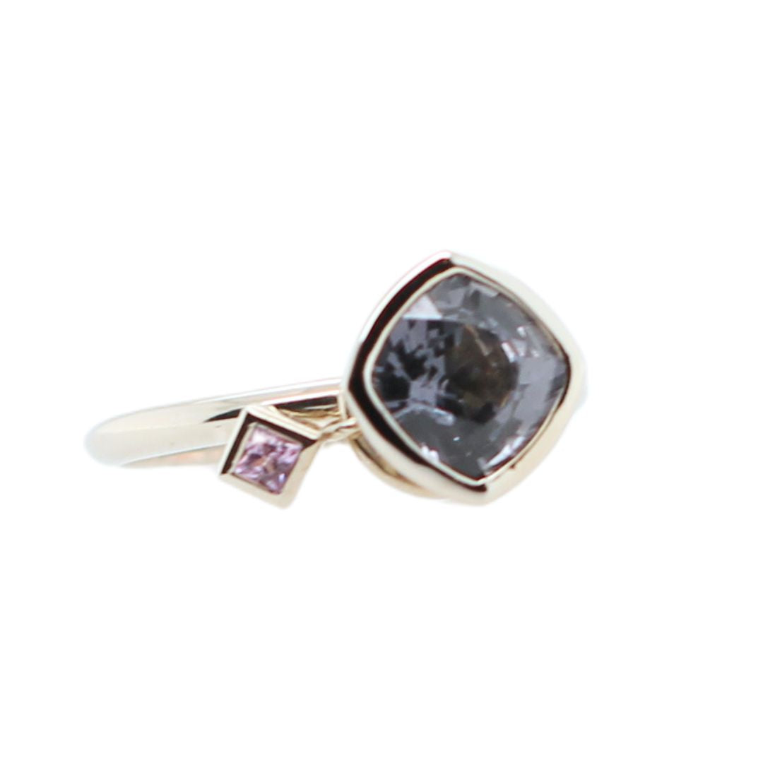 Charm II - Grey Spinel Solitaire Engagement Ring