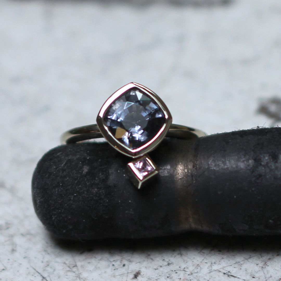 Charm II - Grey Spinel Solitaire Engagement Ring