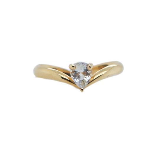 Chevron - White Sapphire Solitaire Engagement Ring