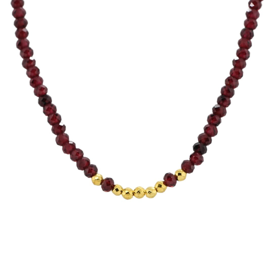 Garnet & Gold-Filled Bead Necklace