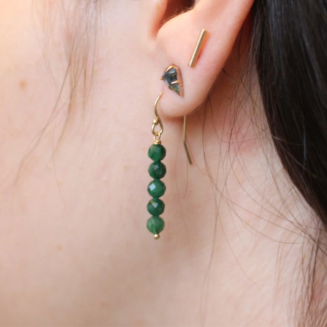 Emerald Bead Gold-Fill Drop Earrings