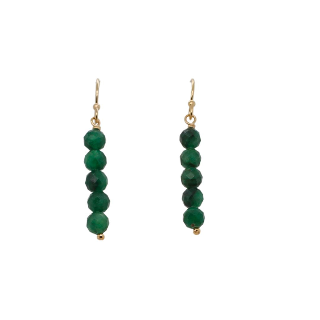 Emerald Bead Gold-Fill Drop Earrings