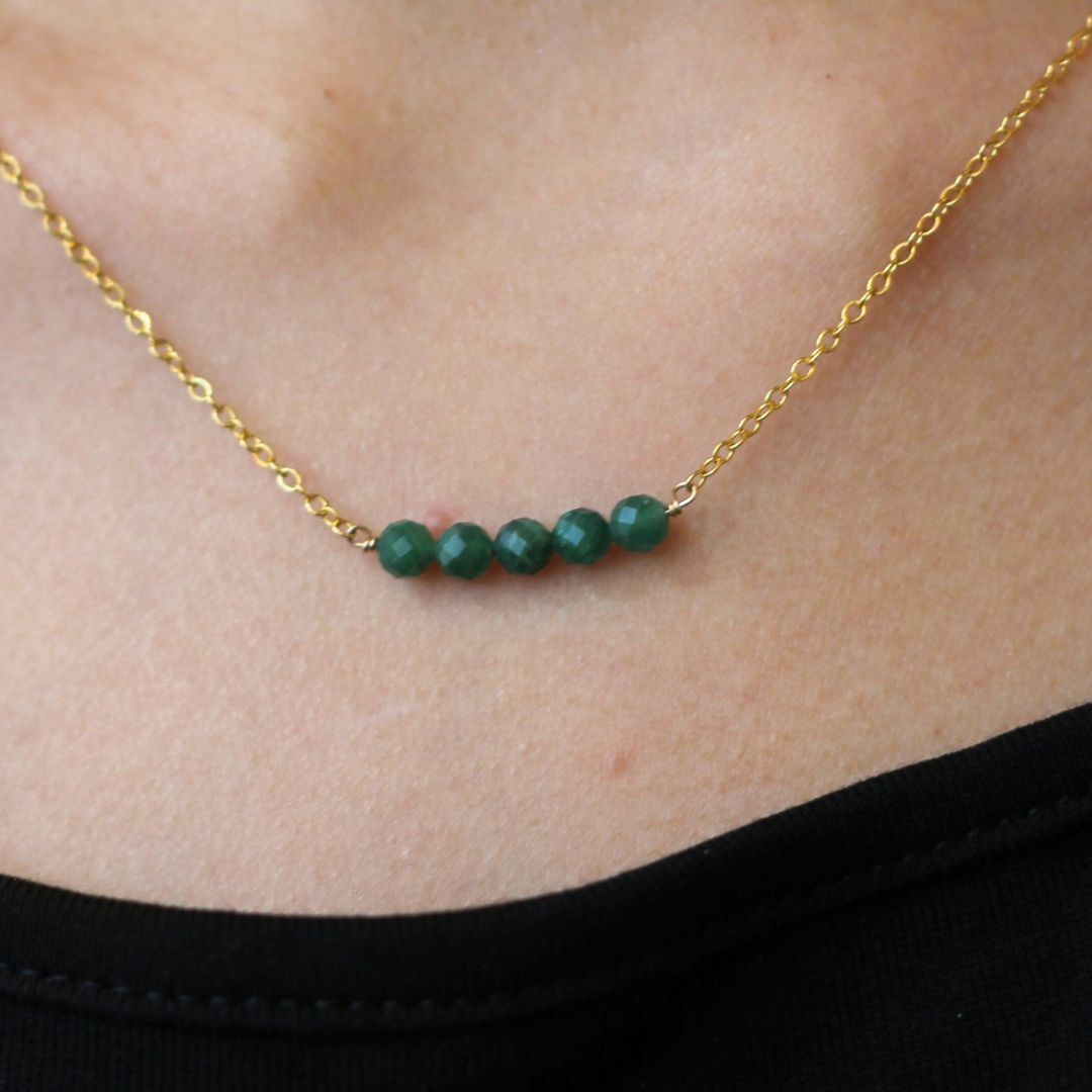 Emerald Bead Gold-Fill Necklace