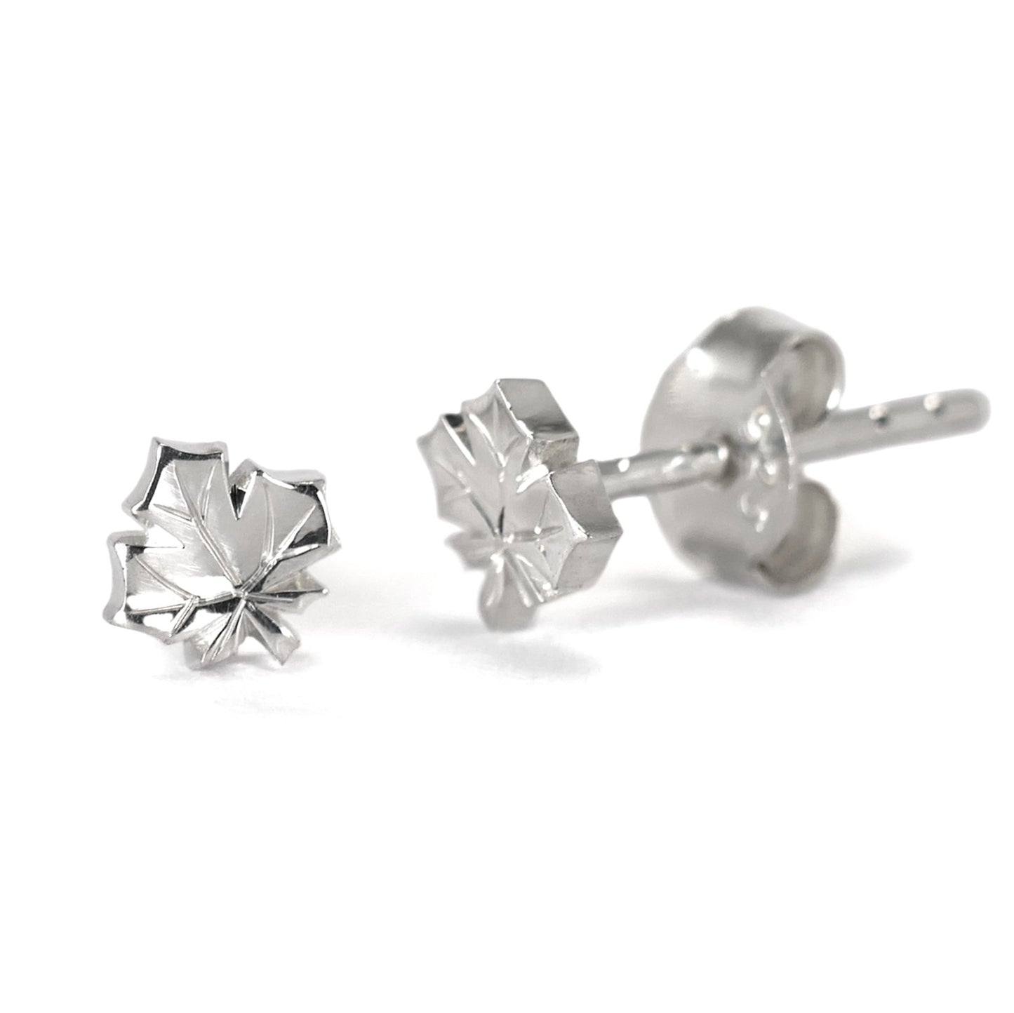 Sterling silver maple leaf studs