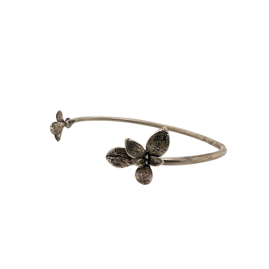 Sterling Silver Floral Double Cuff