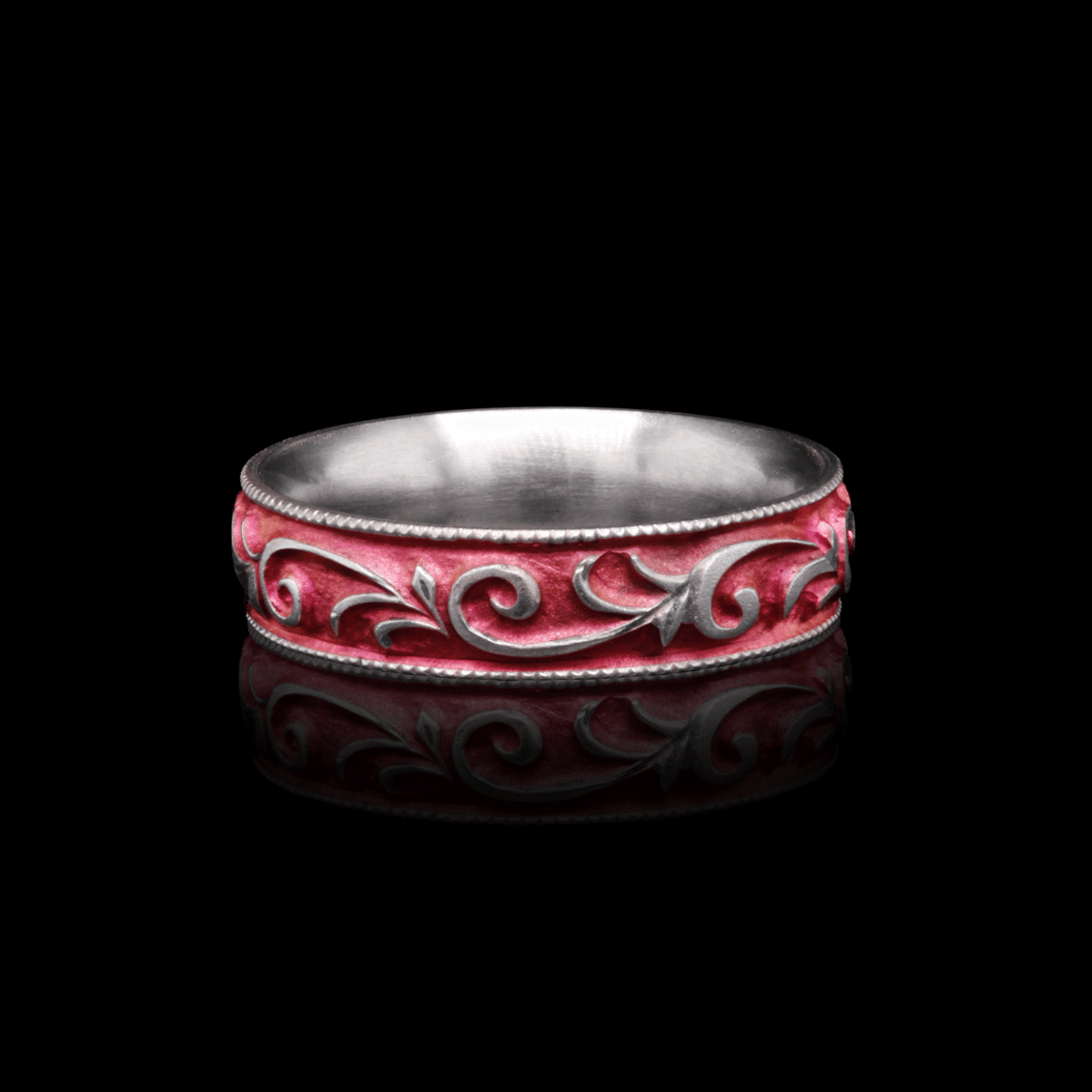 Botanical Blush - Titanium Fine Etched Band