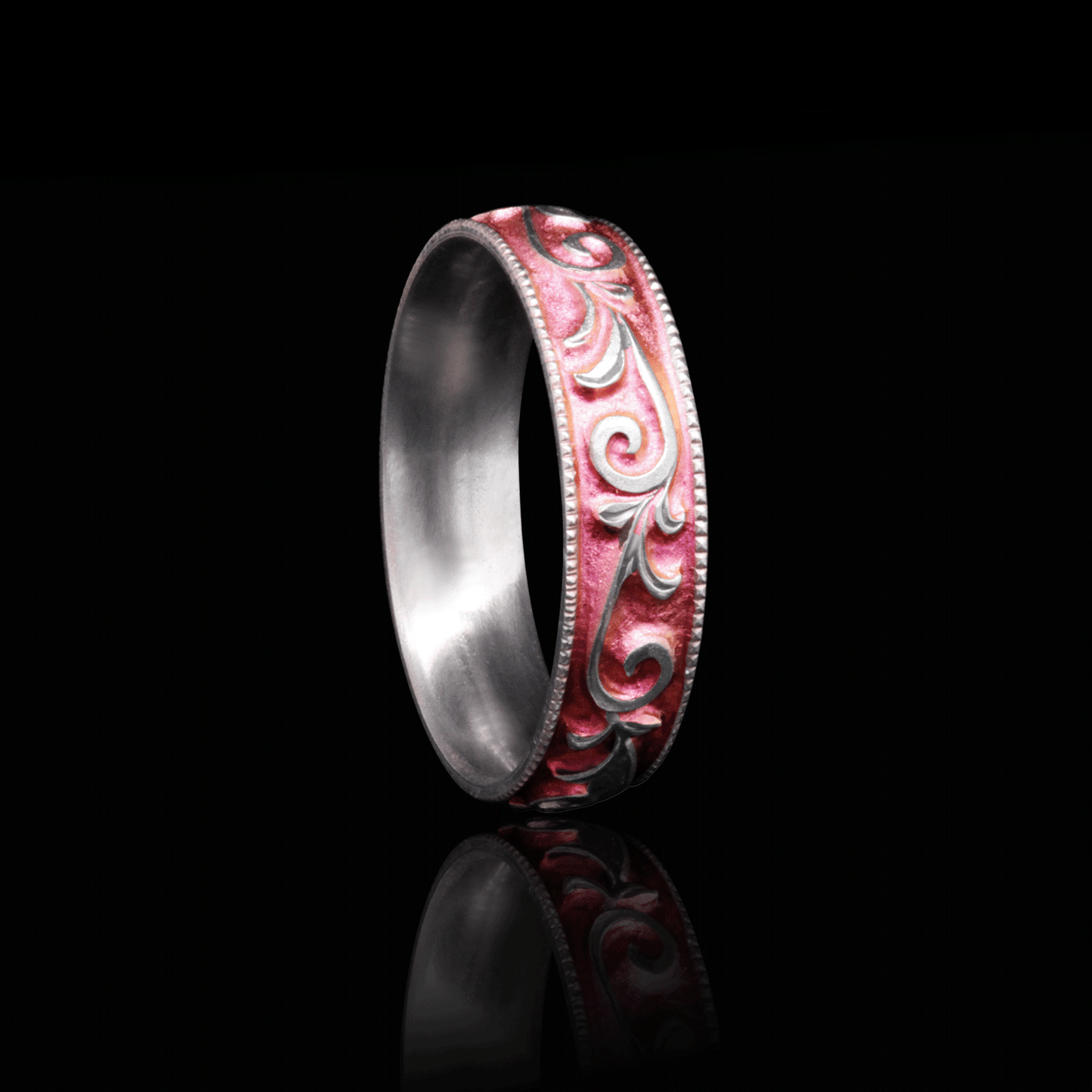 Botanical Blush - Titanium Fine Etched Band