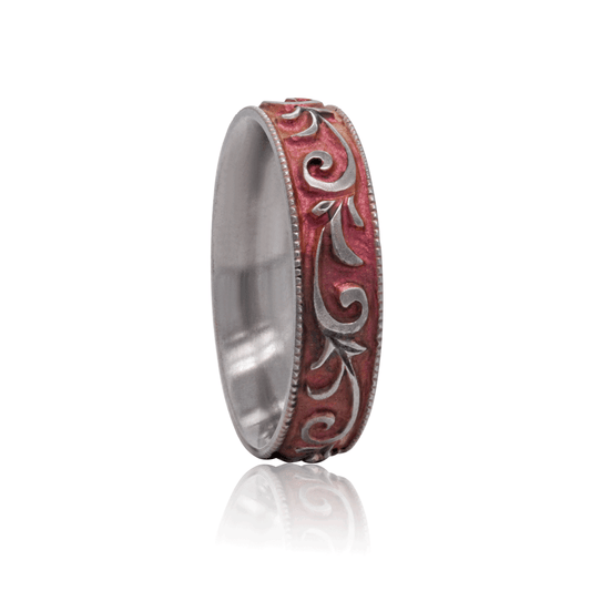 Botanical Blush - Titanium Fine Etched Band