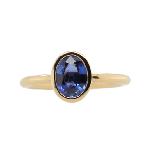 Blue Oval Sapphire Engagement RIng