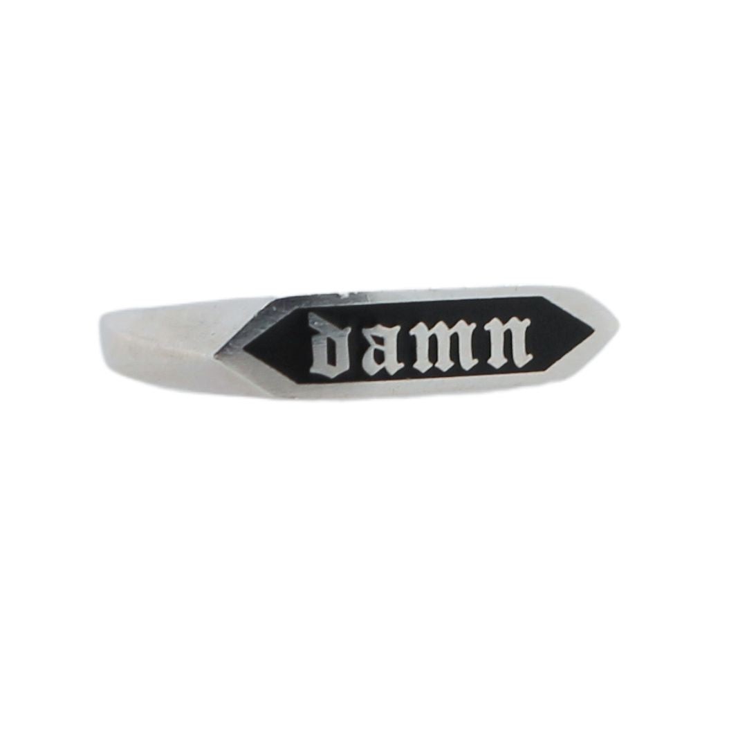 Hexegon "DAMN" Inlay Signet Ring