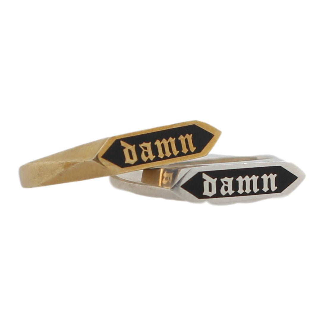 Hexegon "DAMN" Inlay Signet Ring