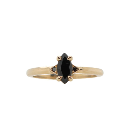 Marquise-Cut Black Spinel Engagement Ring