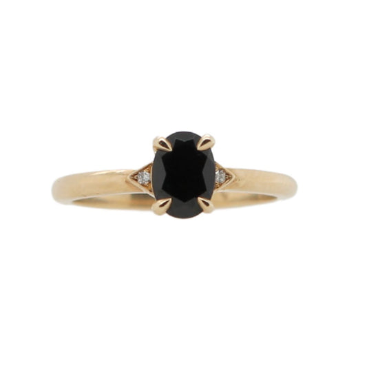 Oval-Cut Black Spinel Engagement Ring