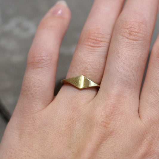 Tapered Diamond-Shaped Brass Signet Ring