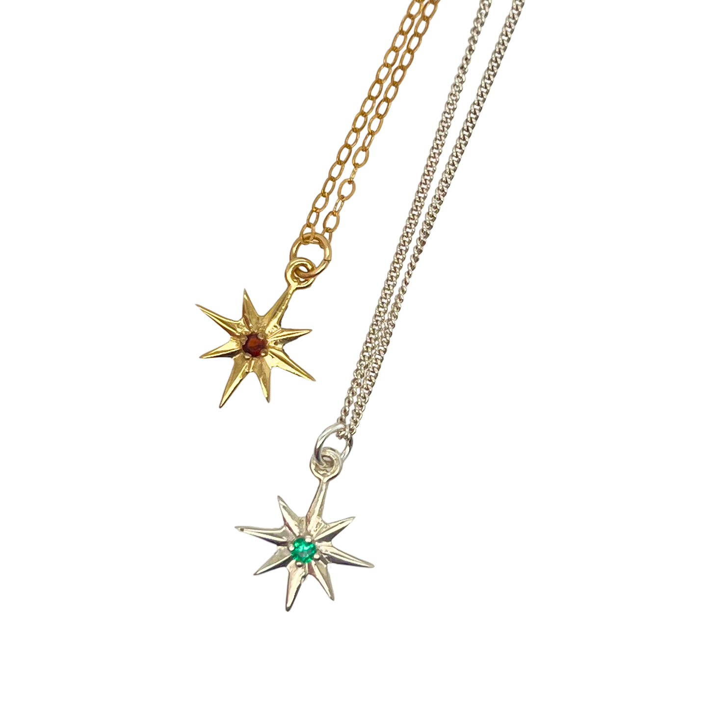 Bronze and Silver Star Burst Necklaces