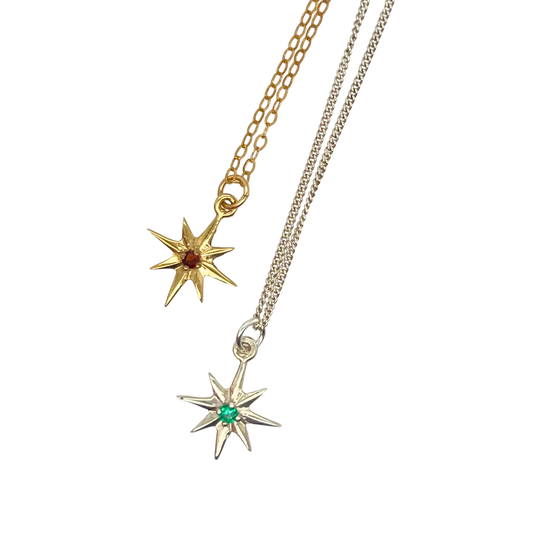 Bronze and Silver Star Burst Necklaces