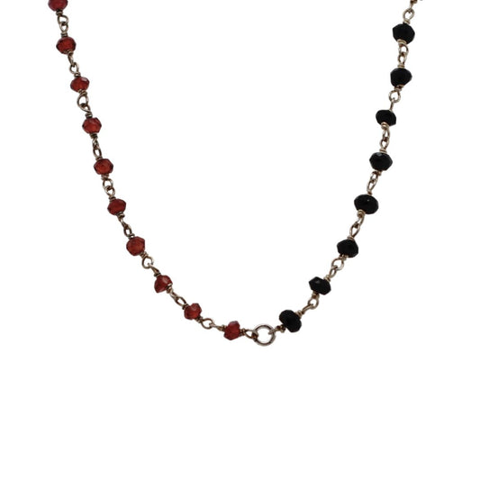 Garnet & Onyx Split Bead Necklace