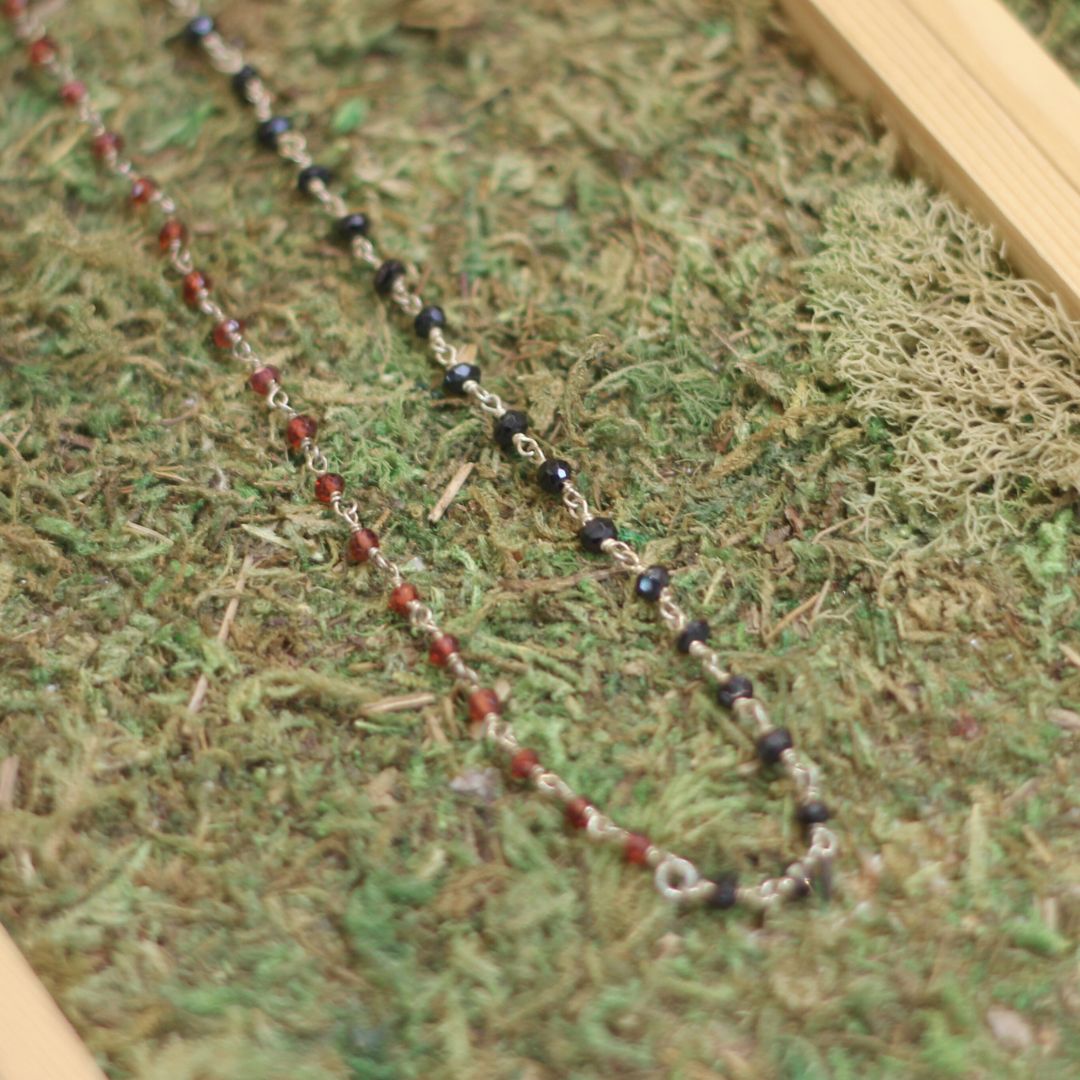 Garnet & Onyx Split Bead Necklace