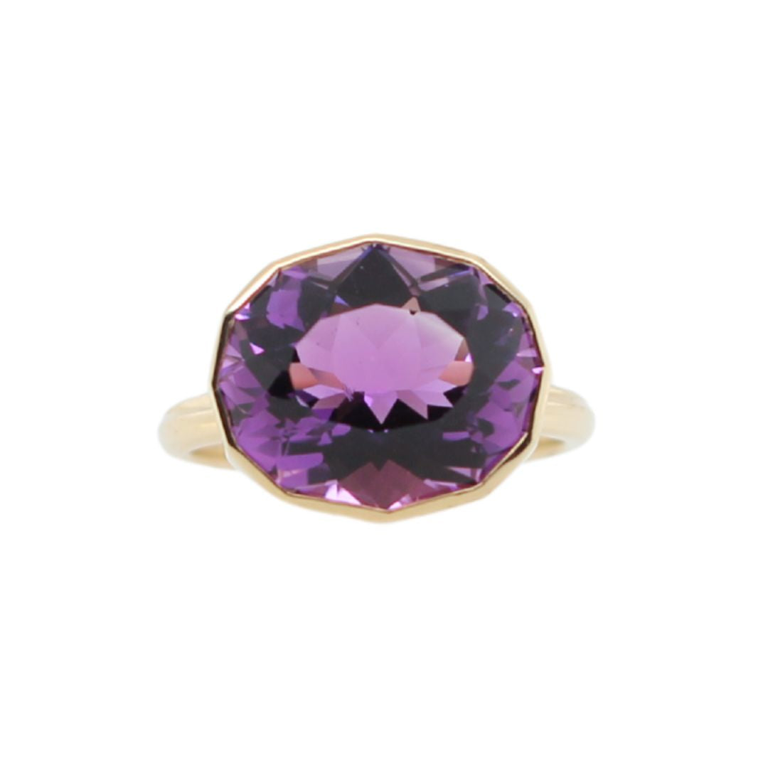 Oval Amethyst Bezel Ring