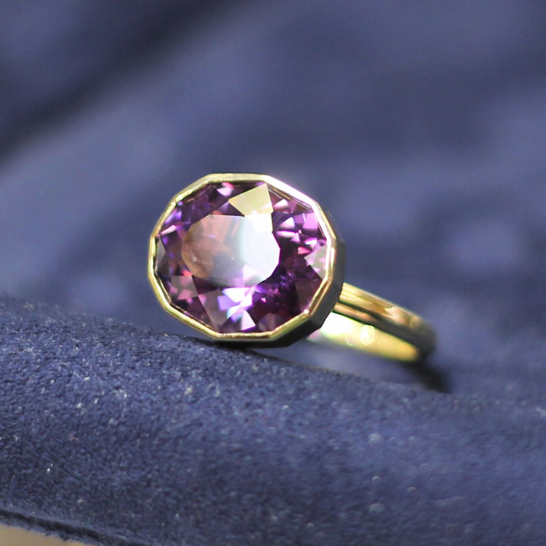 Oval Amethyst Bezel Ring