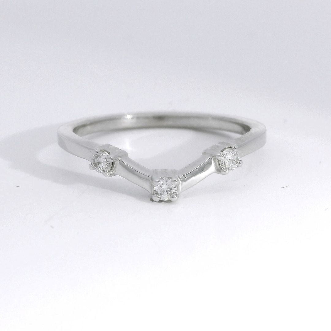 BOXY Matching Band - Modern White Gold & Diamond Weddinng Band