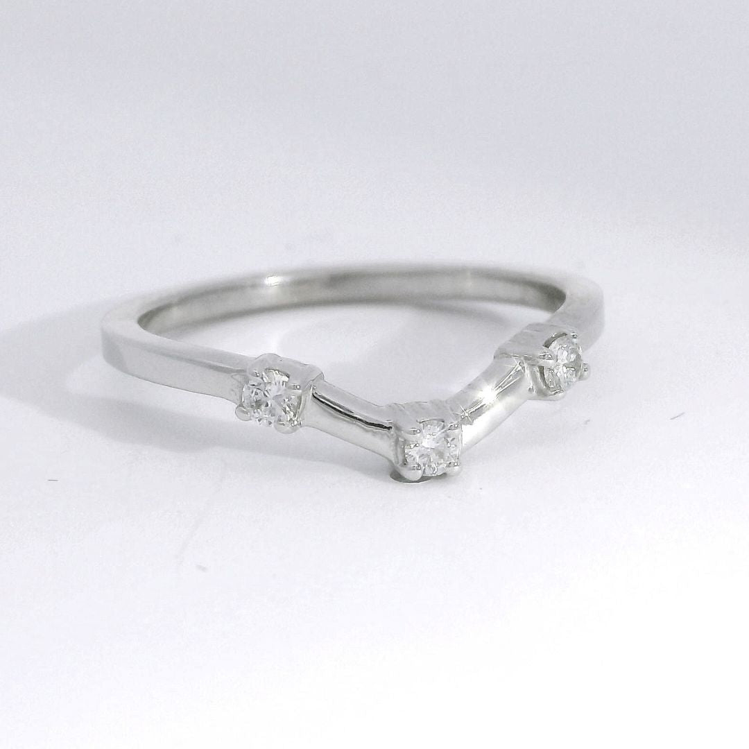 BOXY Matching Band - Modern White Gold & Diamond Weddinng Band