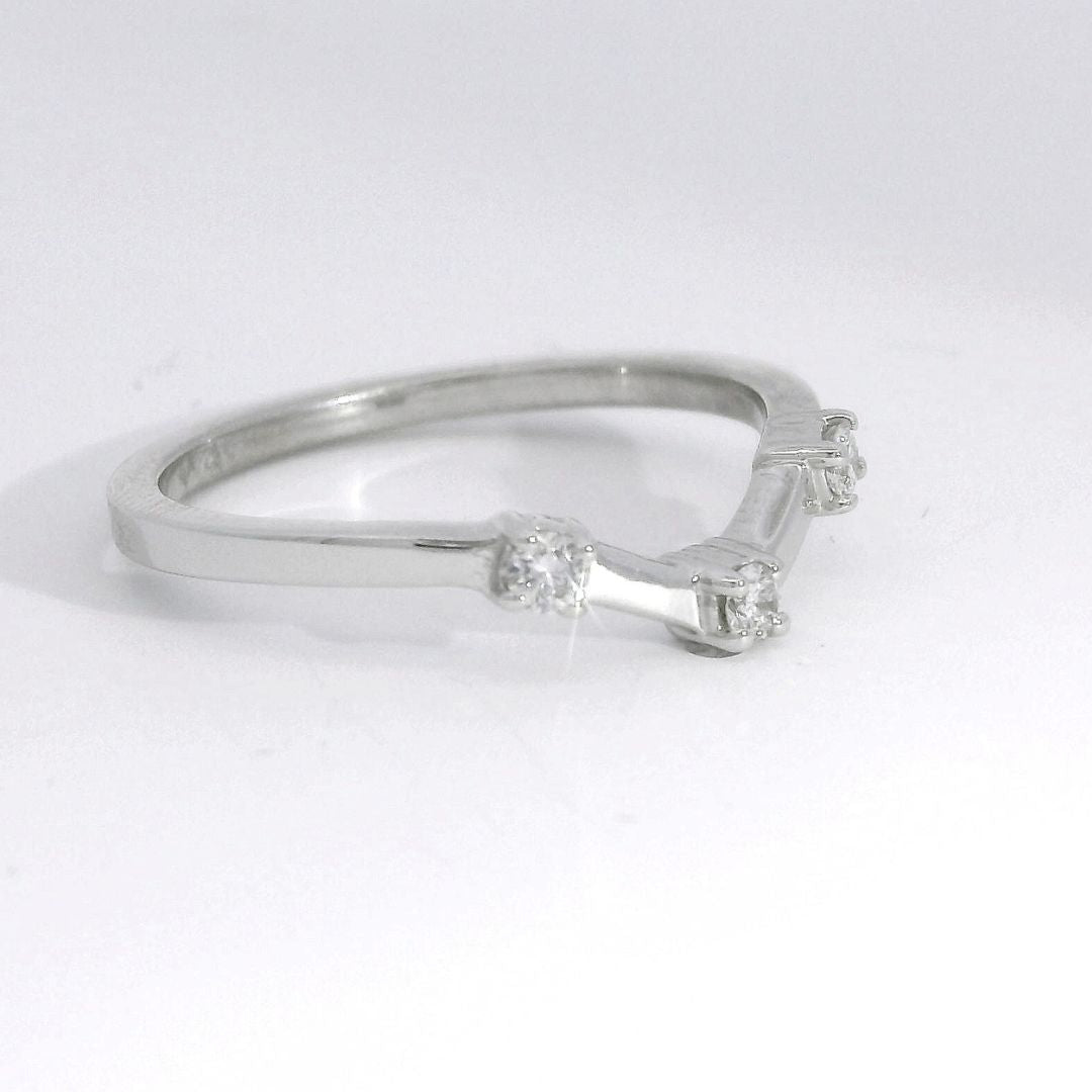 BOXY Matching Band - Modern White Gold & Diamond Weddinng Band