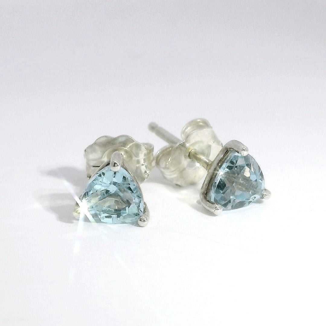 Silver and Blue Topaz Studs