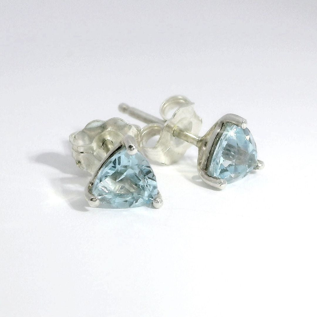 Silver and Blue Topaz Studs