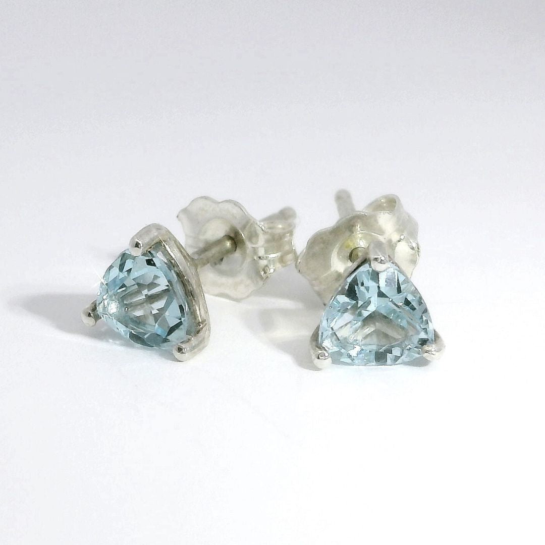 Silver and Blue Topaz Studs