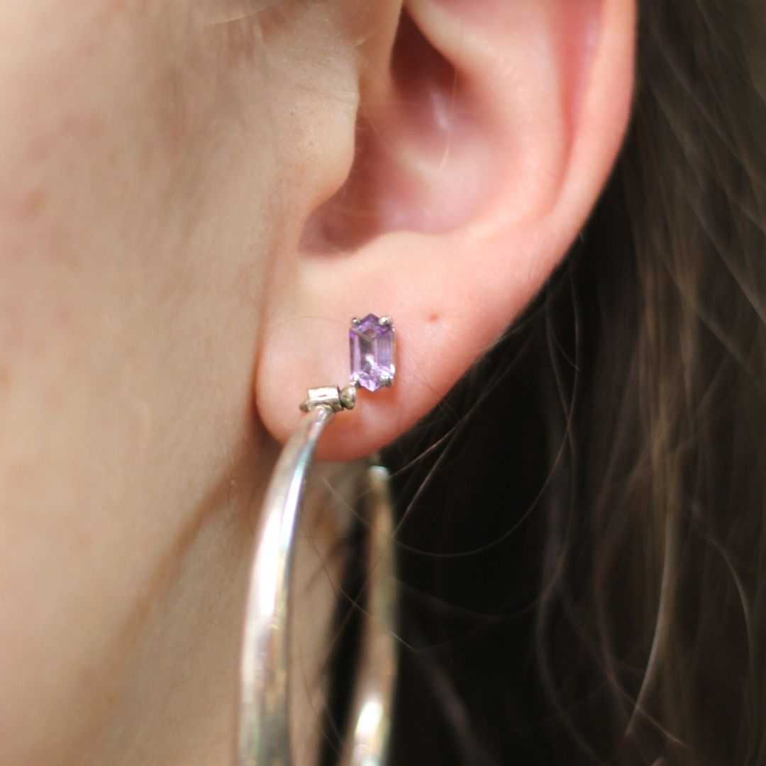 Silver and Amethyst Studs