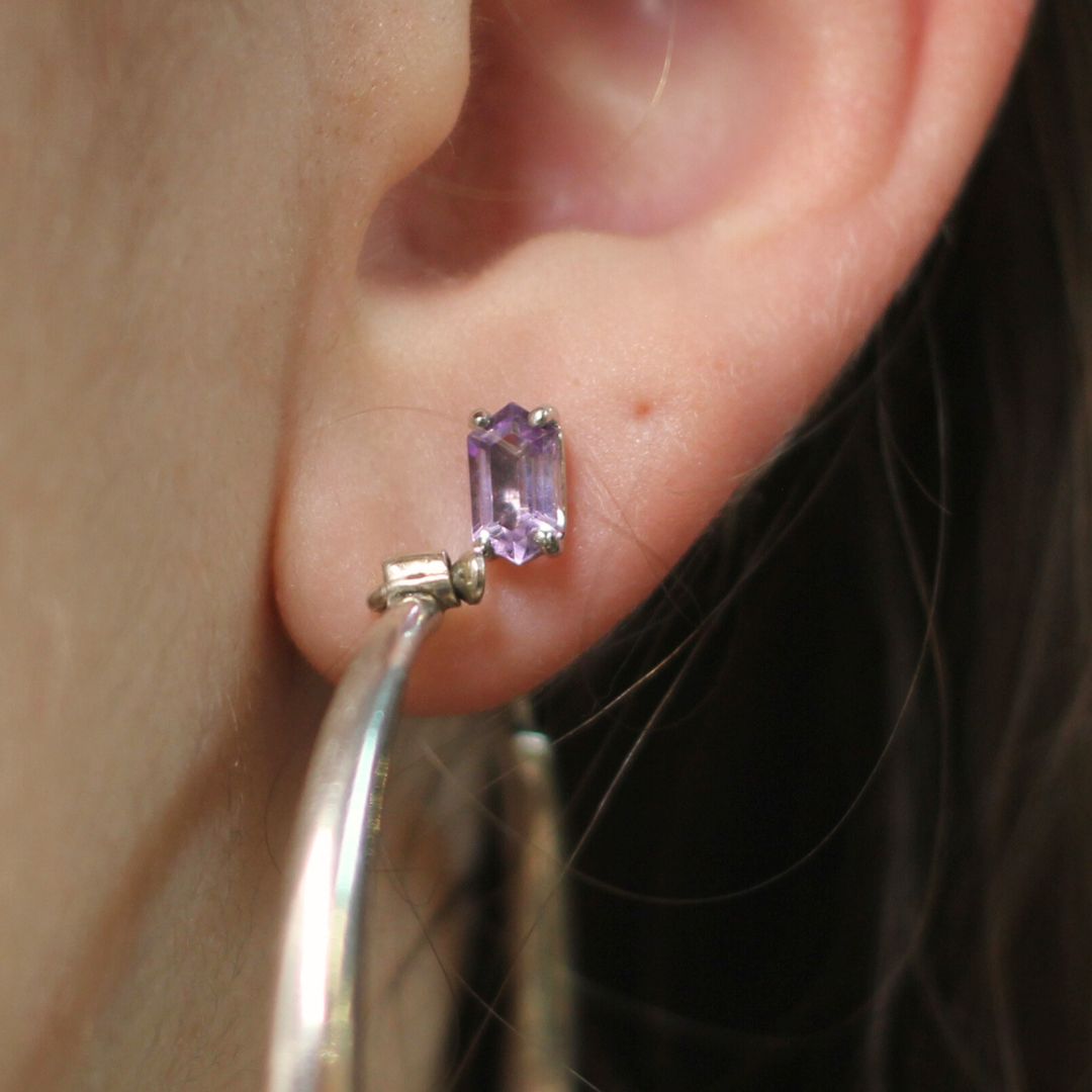 Silver and Amethyst Studs