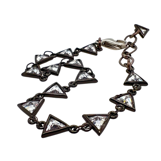 Black Rhodium Triangle Crystal Bracelet