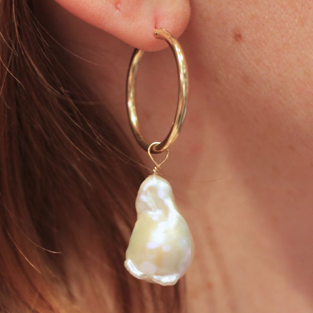 XL Baroque Pearl Drop Hoops