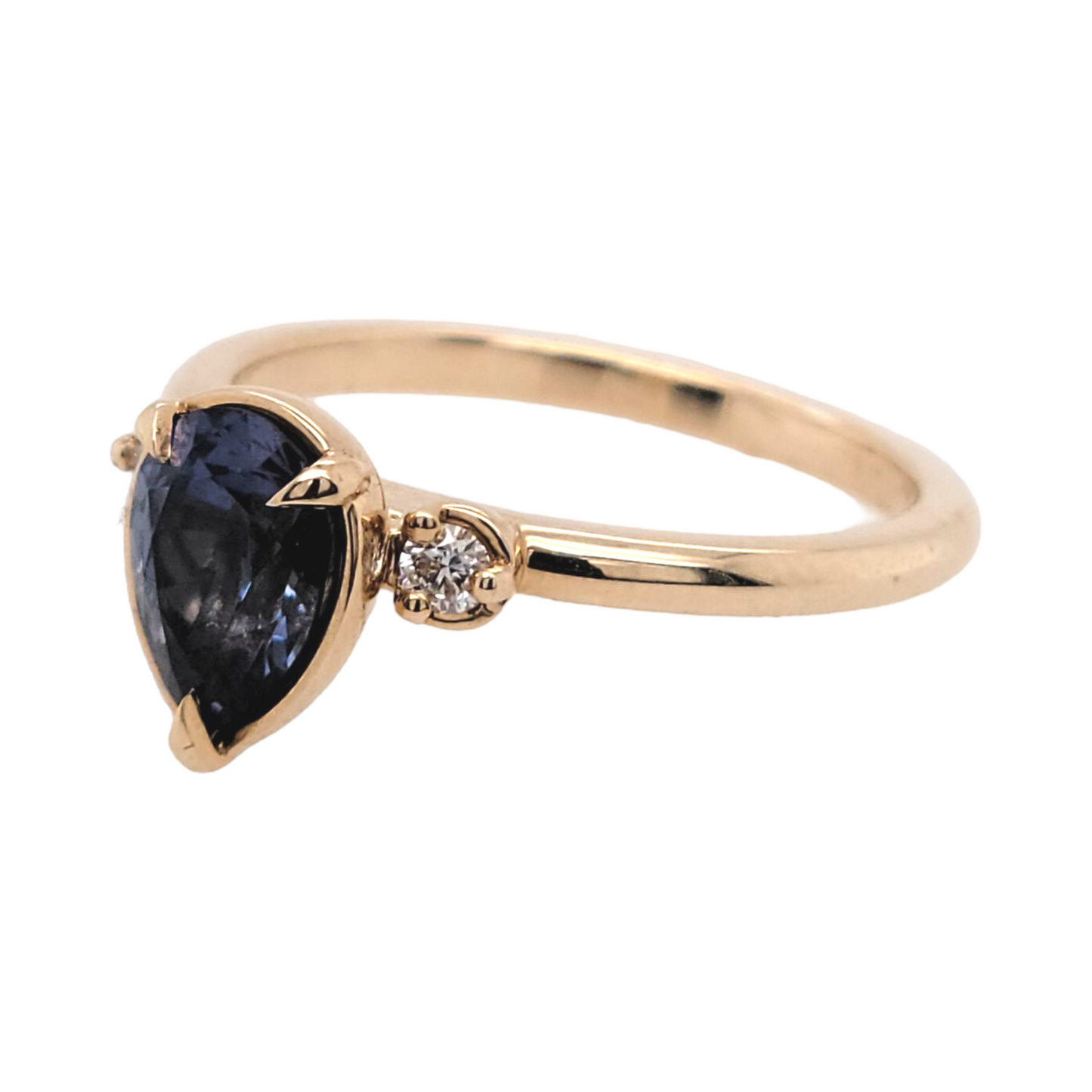 Blue Sapphire Pear Diamond Ring